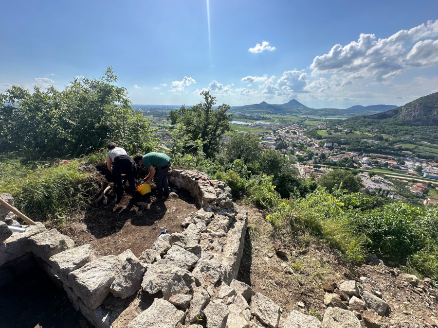 Torre individuata nell'area nord dello scavo della Rocca di Monselice