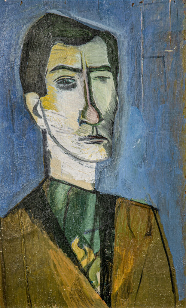 Pompeo Pianezzola, Autoritratto con la giacca di velluto, 1946-1947. Olio su compensato. Collezione privata. © Alessandro Molinari