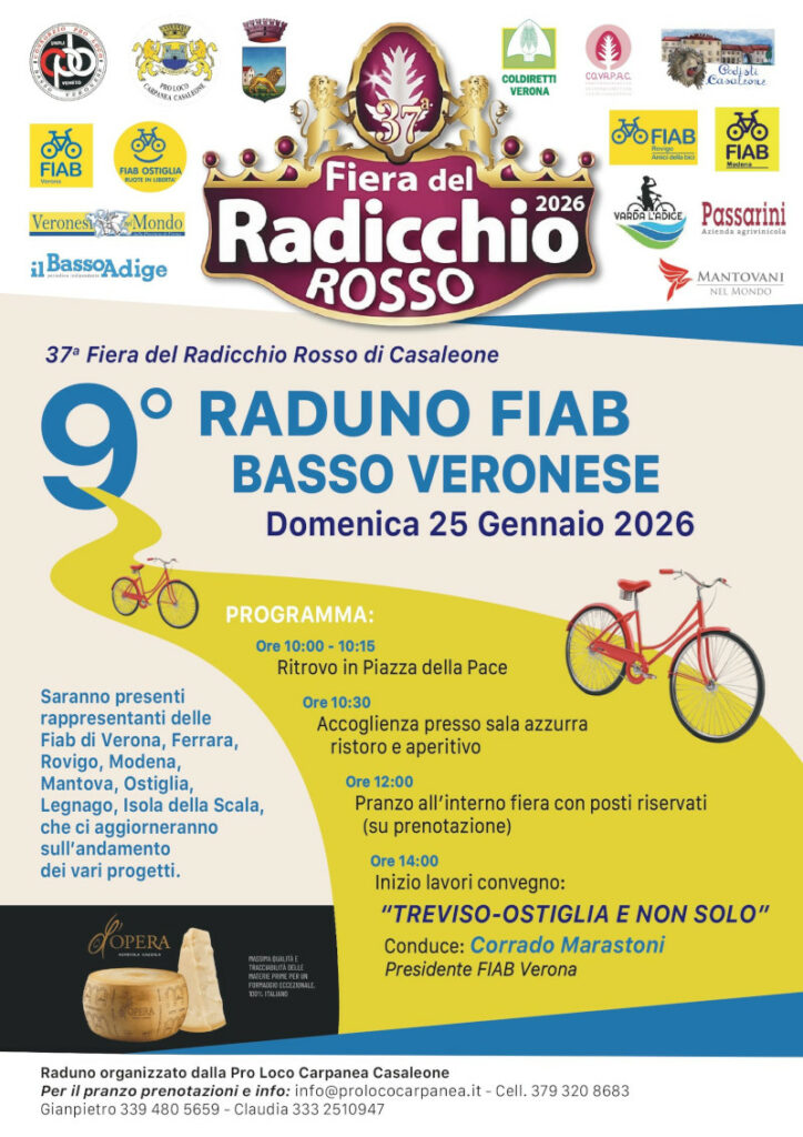 Locandina del programma 9° Raduno FIAB Basso Veronese 2026