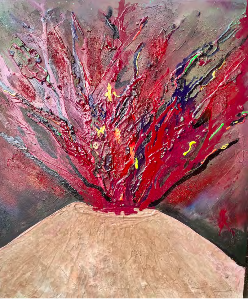 vulcano in eruzione, opera di Marcello Iovino